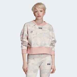NWT Adidas Originals Camo Cropped Lounge sweatshirt Long Sleeves Top Size L NEW